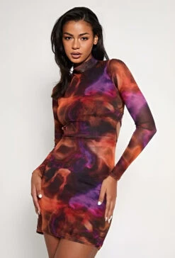 Vestito Donna Tubino Multicolore Schiena Scoperta Aderente Elegante Sensuale