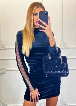 Vestito Donna Tubino Aderente Manica Lunga Rete Strass Gioiello Elegante Sensuale 5 Vestito Donna Tubino Aderente Manica Lunga Rete Strass Gioiello Elegante Sensuale -Lindavi Negozio 10merymimim