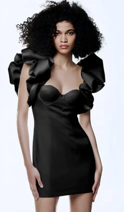 VICTOR Vestito Donna Tubino Scollo Cuore Bretelle Rush Sbuffo Elegante Casual Sensuale