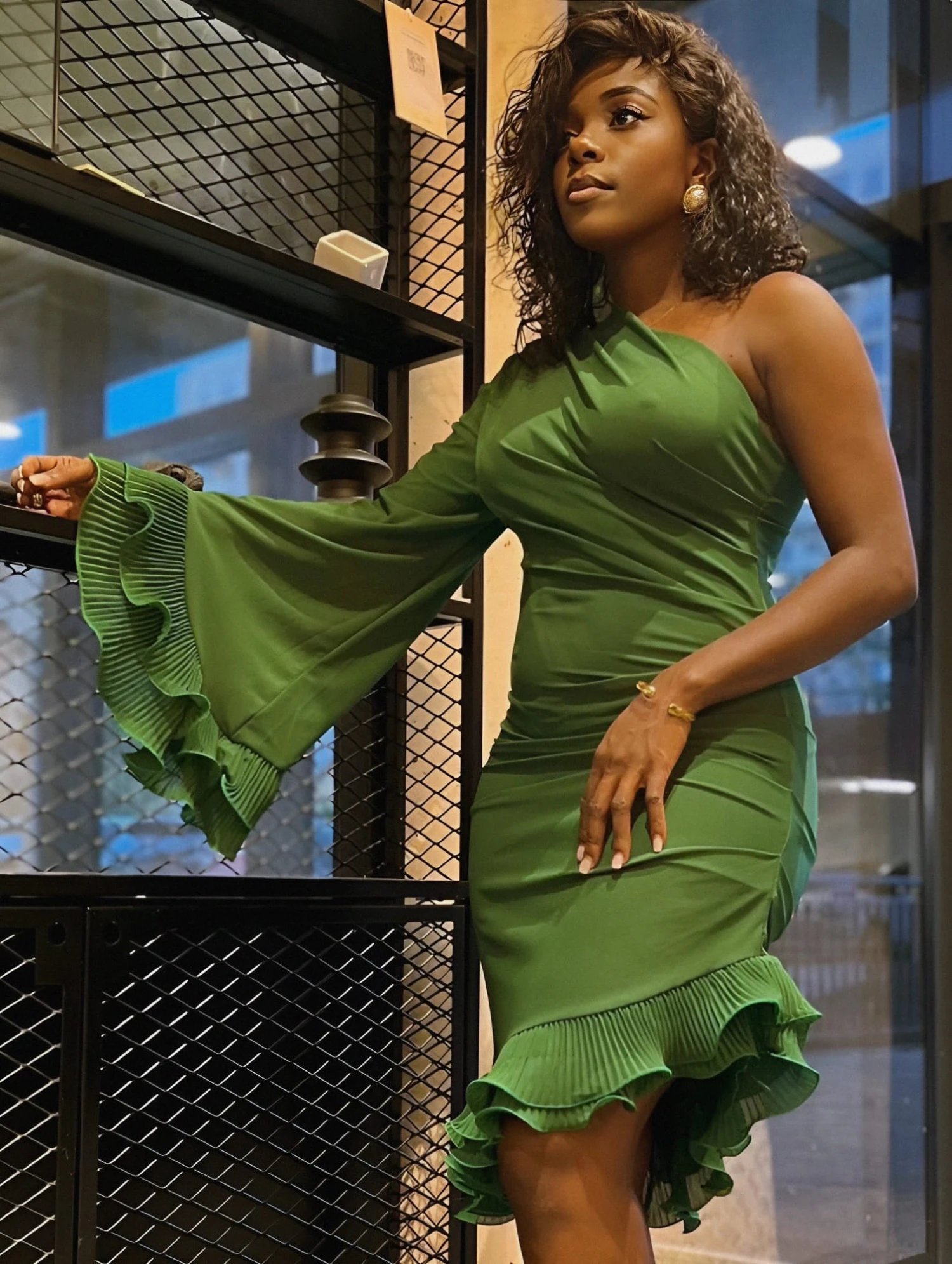 Linda Vestito Donna Tubino Mono Spalla Manica Campana Rush Aderente Elegante Sensuale 4 Linda Vestito Donna Tubino Mono Spalla Manica Campana Rush Aderente Elegante Sensuale - immagine 4