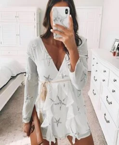 Vestito Donna Scollo V Manica Sbuffo Rush Gonna Svasata Casual Elegante -Lindavi Negozio 12vanita 3568eb30 ee39 43cb 9f96 0f57bd5e2ae4