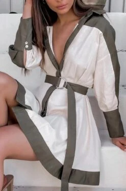 Vestito Donna Camicione Bottoni Cintura Bicolore Morbido Sensuale Casual Elegante 7 Vestito Donna Camicione Bottoni Cintura Bicolore Morbido Sensuale Casual Elegante -Lindavi Negozio 12vanitanero