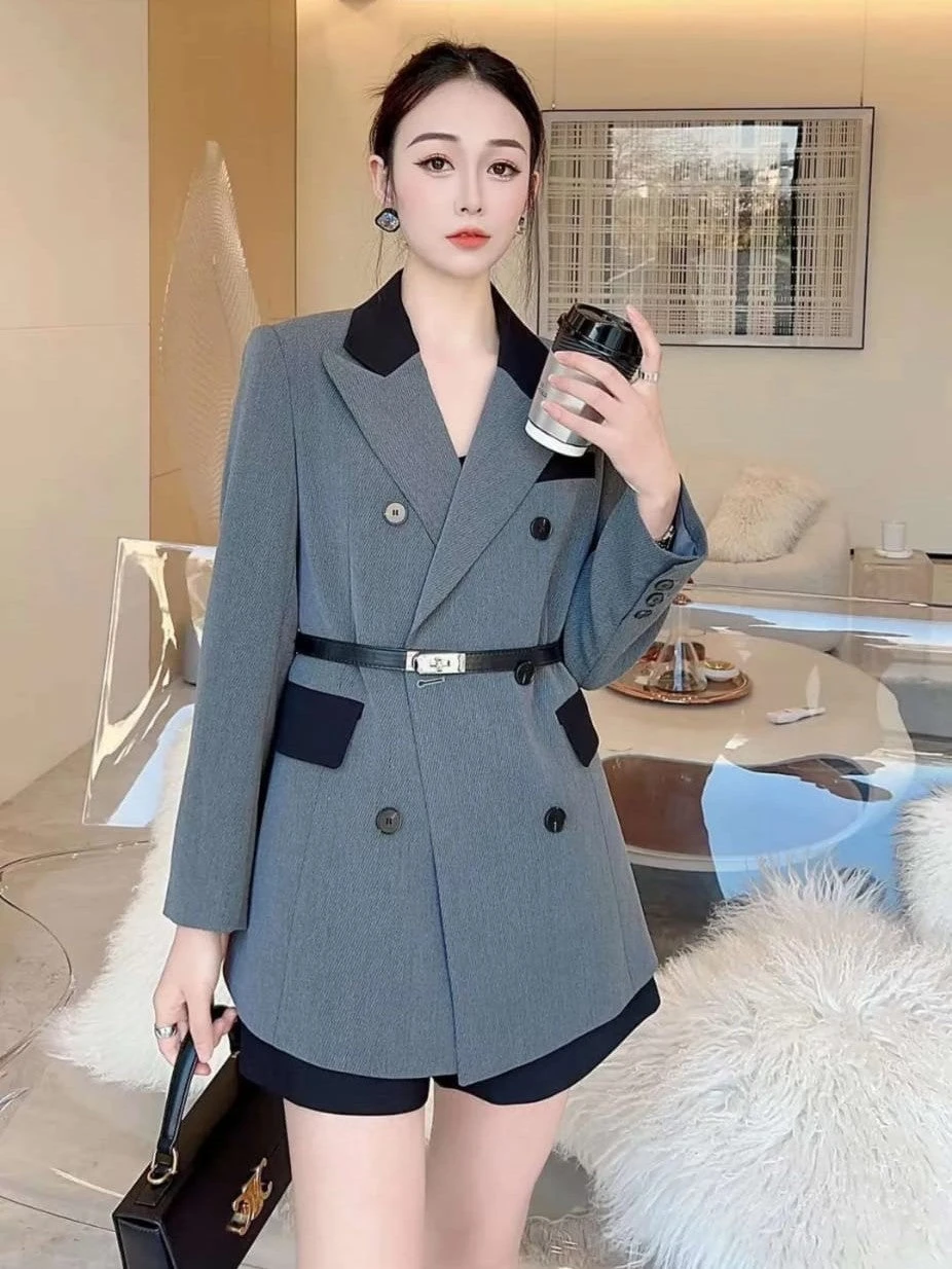 Vestito Donna Blazer Bicolore Bottoni Colletto Casual Elegante 1 Vestito Donna Blazer Bicolore Bottoni Colletto Casual Elegante