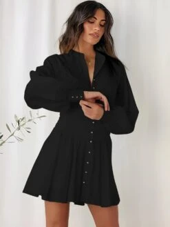 Vestito Donna Manica Sbuffo Gonna Campana Plissé Bottoni Bustier Elegante Sensuale 7 Vestito Donna Manica Sbuffo Gonna Campana Plissé Bottoni Bustier Elegante Sensuale -Lindavi Negozio 13 vanita prato 1