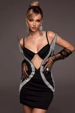 Vestito Donna Tubino Scollo Cuore Bretelle Aderente Strass Elegante