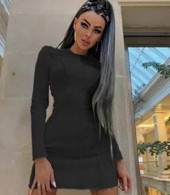 Vestito Donna Tubino Girocollo Aderente Sensuale Casual Elegante 5 Vestito Donna Tubino Girocollo Aderente Sensuale Casual Elegante -Lindavi Negozio 7.50 meee anche enro