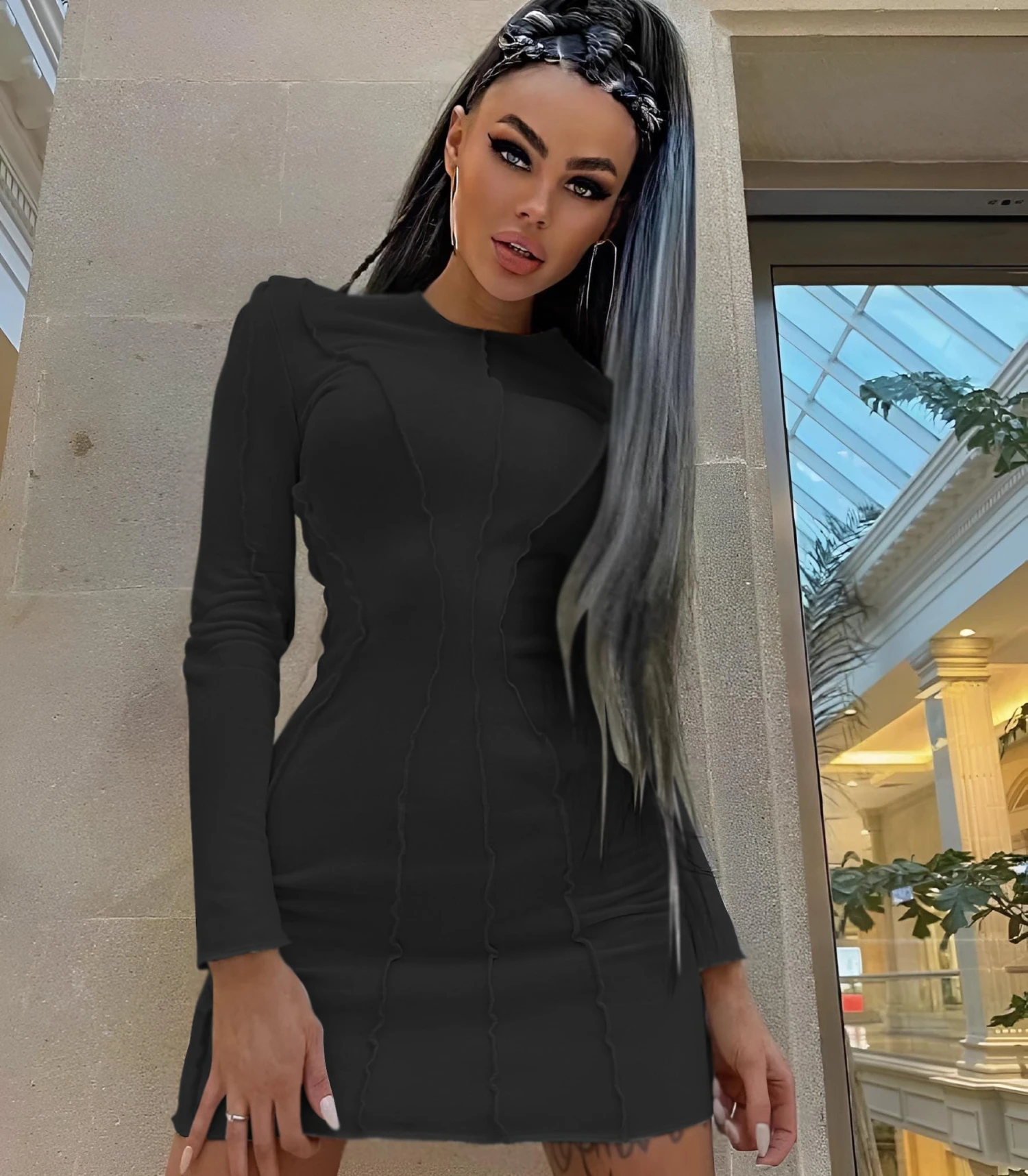 Vestito Donna Tubino Girocollo Aderente Sensuale Casual Elegante 3 Vestito Donna Tubino Girocollo Aderente Sensuale Casual Elegante - immagine 3