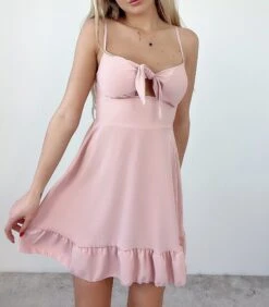 Vestito Donna Scollo Cuore Bretelle Fiocco Cut Out Gonna Svasata Rush Elegante -Lindavi Negozio 7.50bonbon