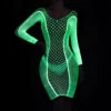 Vestito Donna Tubino Rete Fosforescente Sexy Aderente