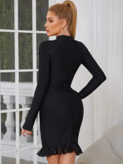 Vestito Donna Tubino Bandage Scollo Cuore Aderente Volant Tulle Elegante Sensuale -Lindavi Negozio 8d166ffa