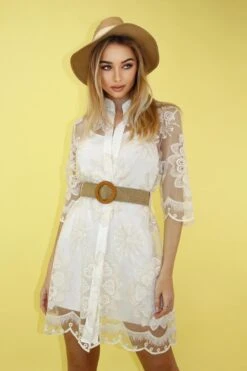 Linda Vestito Donna Sottoveste Velato Merletto Scollo V Casual Elegante