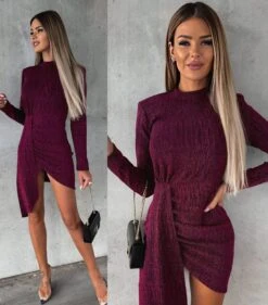 Vestito Donna Tubino Incrocio Aderente Asimmetrico Elegante Sensuale