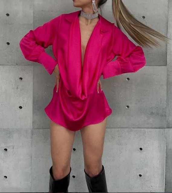 Vestito Donna Scollo V Profondo Colletto Morbido Elegante Sensuale 5 Vestito Donna Scollo V Profondo Colletto Morbido Elegante Sensuale - immagine 5