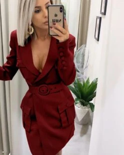 Vestito Donna Blazer Doppio Petto Scollo V -Lindavi Negozio IMG 20191025 WA0041