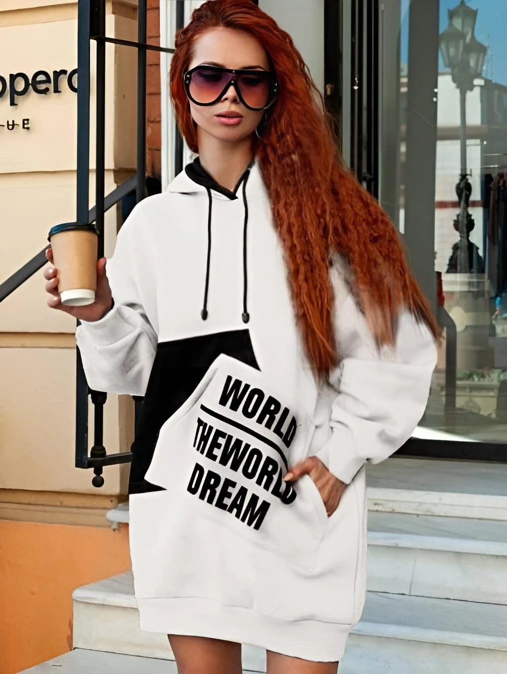 Vestito Donna Felpa Morbida Cappuccio Coulisse Tasca Casual Comodo Caldo 2 Vestito Donna Felpa Morbida Cappuccio Coulisse Tasca Casual Comodo Caldo - immagine 2