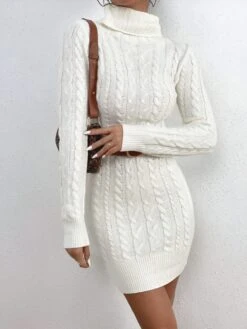 Vestito Donna Maxi Pull Collo Alto Trama Intrecciata Casual Comodo Caldo Sensuale -Lindavi Negozio ImmagineWhatsApp2022 11 19ore12.15.59