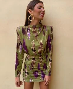 Linda Vestito Donna Tubino Spalline Aderente Arricciato Casual Elegante