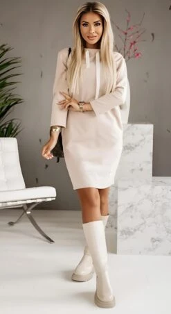 Vestito Donna Felpa Coulisse Morbido Casual Caldo Comodo