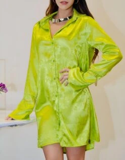 Linda Vestito Donna Morbido Camicione Fantasia Schiena Scoperta Gioiello