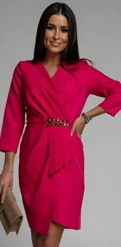 Vestito Donna Tubino Scollo V Gioiello Manica Lunga Elegante -Lindavi Negozio ImmagineWhatsApp2023 03 06ore16.55.21