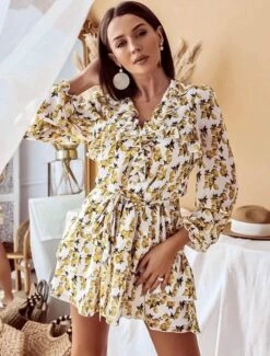 Vestito Donna Manica Lunga Fantasia Sorrento