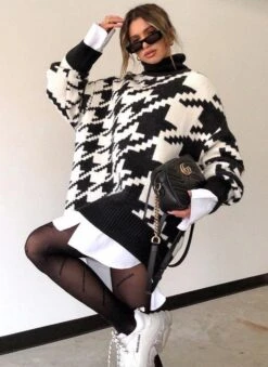 Vestito Donna Maxi Pull Collo Alto Morbido