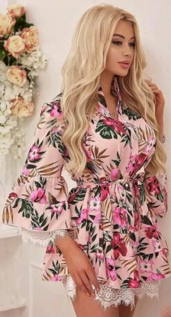 Vestito Donna Morbido Merletto Fantasia Fiori