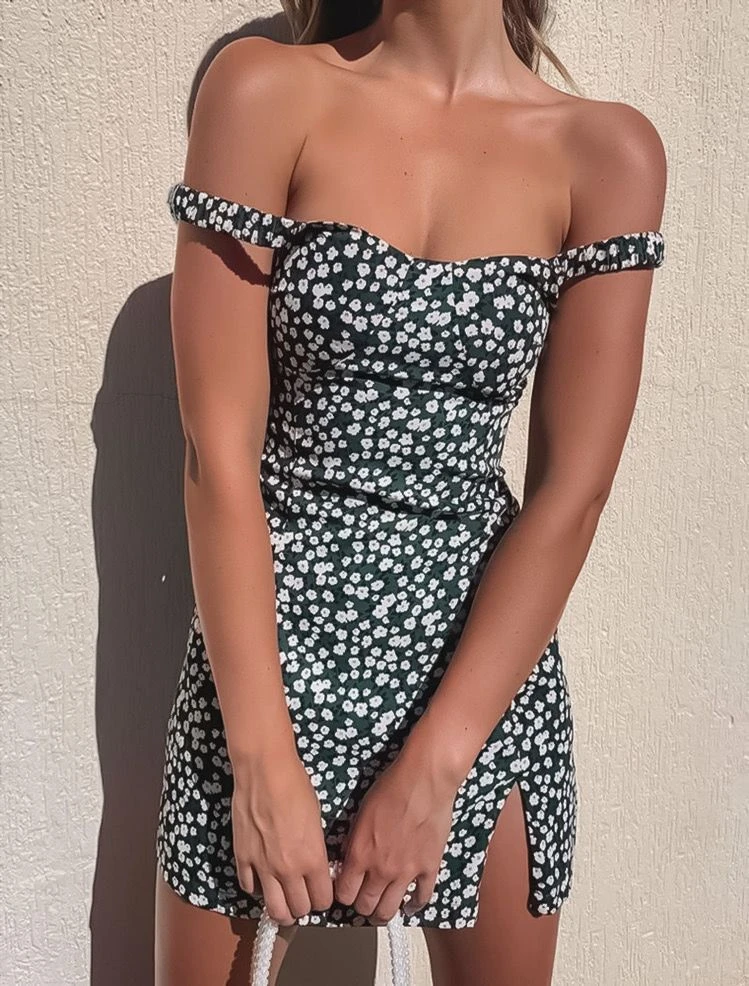 Vestito Donna Fantasia Bretelle Spacco 1 Vestito Donna Fantasia Bretelle Spacco
