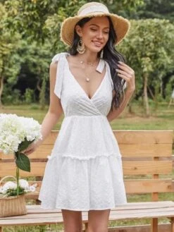 Vestito Donna Scollo V Pizzo Sangallo Gonna Campana