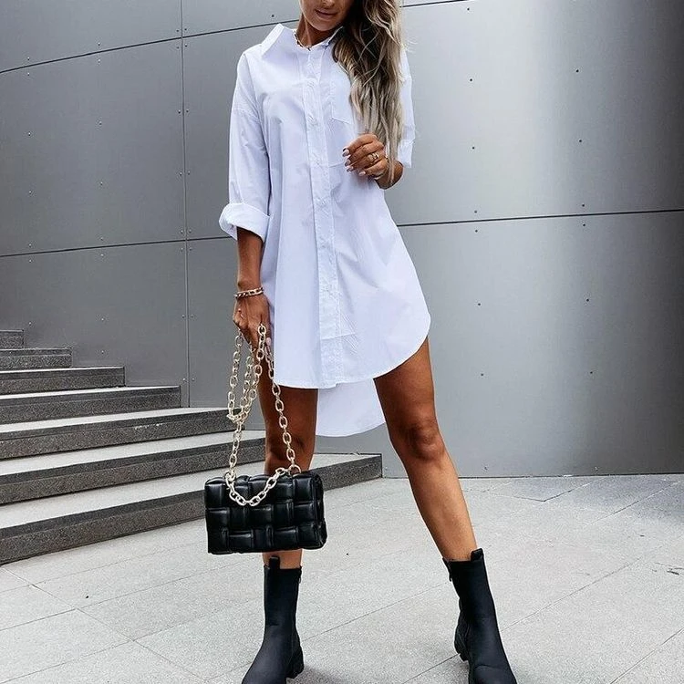 Camicione Donna Vestito Over Asimmetrico Casual 7 Camicione Donna Vestito Over Asimmetrico Casual - immagine 7