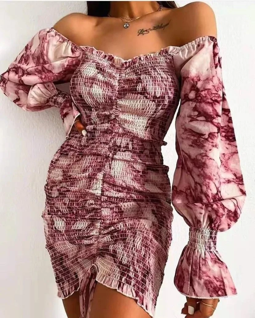 Vestito Donna Tubino Scollo Fascia Coulisse Manica Sbuffo 2 Vestito Donna Tubino Scollo Fascia Coulisse Manica Sbuffo - immagine 2