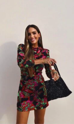 Vestito Donna Tubino Fantasia Multicolore Aderente Elegante