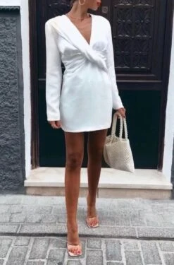 VICTOR Vestito Donna Tubino Scollo V Intreccio Aderente Elegante