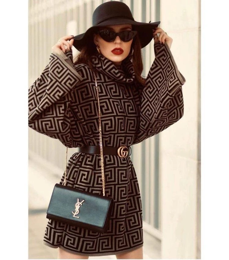 Vestito Donna Maxi Pull Manica Ampia Morbida Fantasia Casual Elegante 2 Vestito Donna Maxi Pull Manica Ampia Morbida Fantasia Casual Elegante - immagine 2