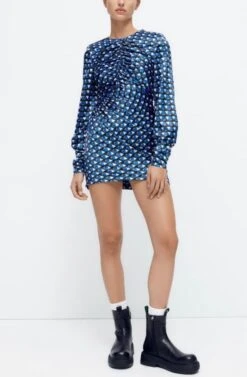 VICTOR Vestito Donna Tubino Fantasia Manica Morbida