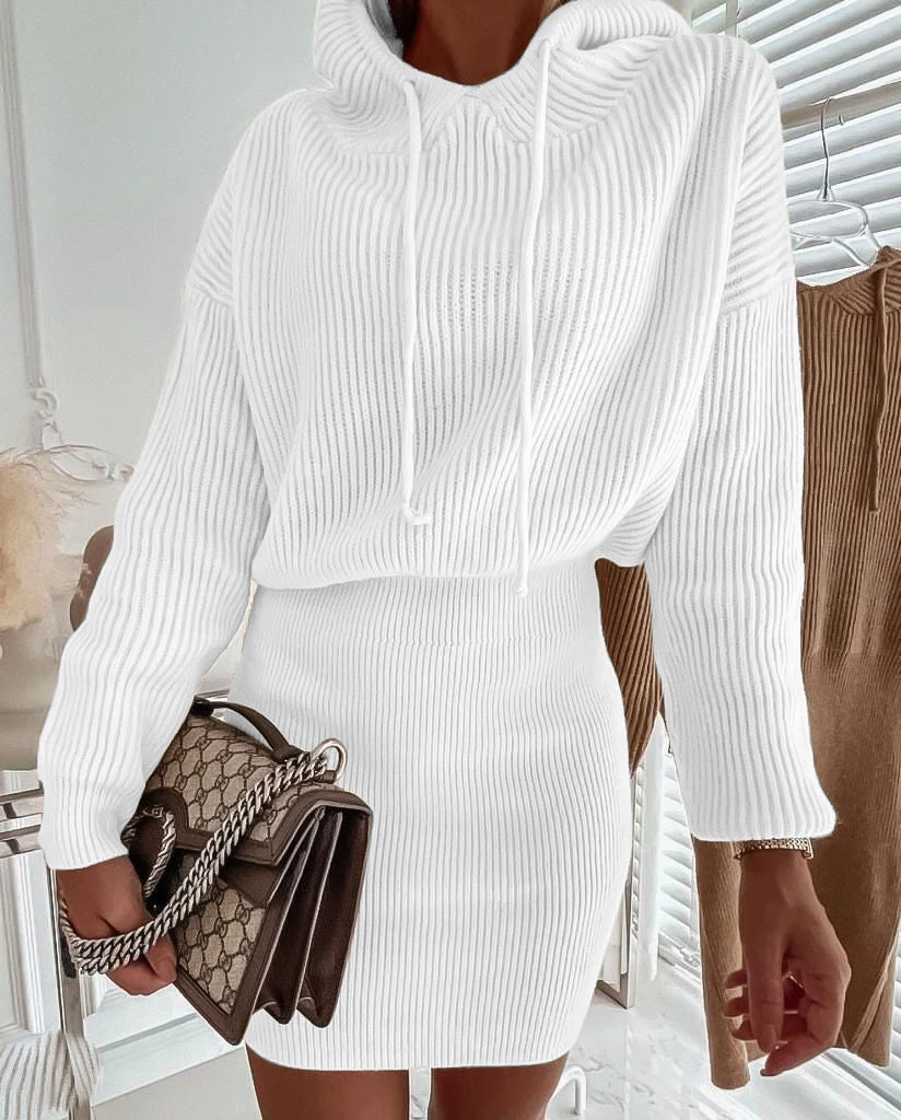 Vestito Donna Maglia Cappuccio Coulisse Casual Elegante 3 Vestito Donna Maglia Cappuccio Coulisse Casual Elegante - immagine 3