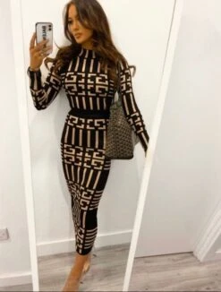 Vestito Donna Tubino Longuette Fantasia Aderente Sensuale Elegante