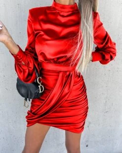 Vestito Donna Tubino Giro Collo Fascia Arricciato Elegante -Lindavi Negozio WhatsAppImage2021 10 15at11.46.55 1