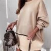 Vestito Donna Felpa Morbido Manica Ampia Casual