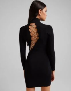 Vestito Donna Aderente Collo Alto Spacco Alto Lacci Intreccio Elegante -Lindavi Negozio WhatsAppImage2021 11 24at17.01.42 1