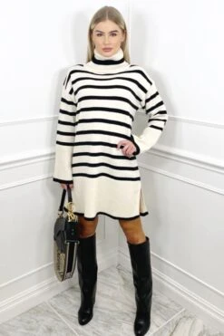 Vestito Donna Maxi Pull Collo Alto Manica Lunga Casual