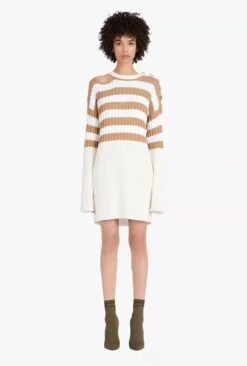 Vestito Donna Casual Maniche Lunghe Fantasia Righe