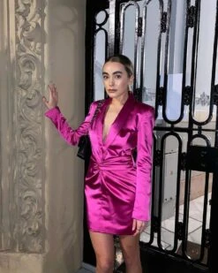 Vestito Donna Scollo Profondo Manica Lunga