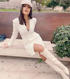 Vestito Giacca Donna Blazer Doppio Petto Cintura Bottoni