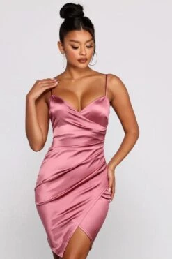 Vestito Donna Scollo V Bretelle Gonna Asimmetrica Elegante