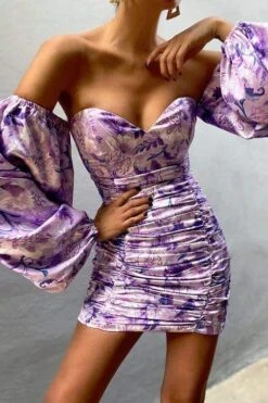 Vestito Donna Scollo Barca Cuore Tubino Manica Palloncino