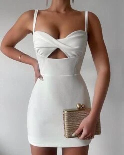 Vestito Donna Scollo Cuore Bretelle Tubino Aderente Elegante