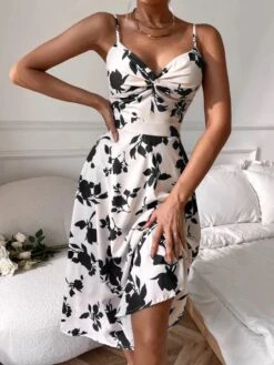 Vestito Donna Scollo Cuore Bretelle Elegante Fantasia -Lindavi Negozio WhatsAppImage2022 04 08at17.04.42 1