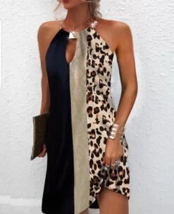 Vestito Donna Collo Gioiello Morbido Fantasia Elegante