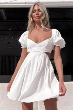 Vestito Donna Scollo Cuore Mezza Manica Cut Out Schiena Scoperta Incrocio